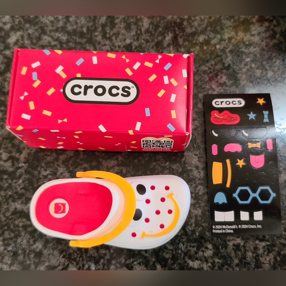 McDonald's x Crocs White Character Keychain w/ Sticker Sheet